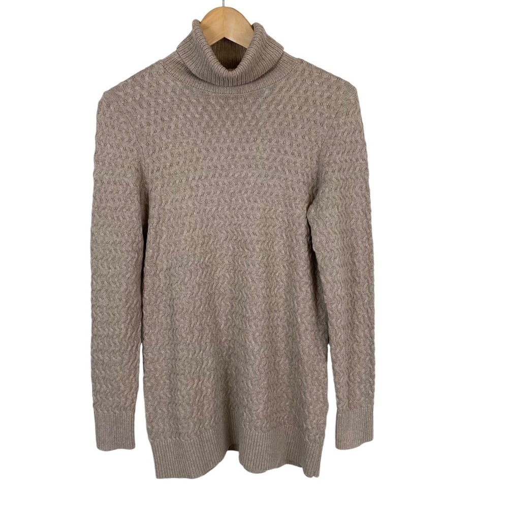 Lands End Womens Turtleneck Sweater Size XS Cotton Neutral Staple Office Warm